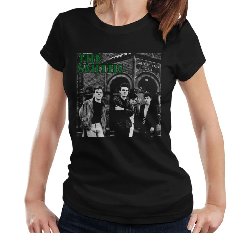 The Smiths Salford Lads Club Band Shot Women's T-Shirt Zippered Buttoned Snapped