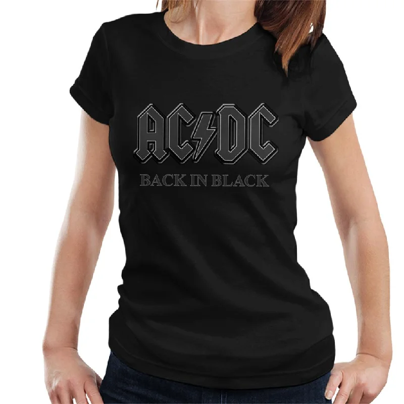 AC/DC Logo Back In Black Women's T-Shirt Oversized T-Shirt Spandex breathable