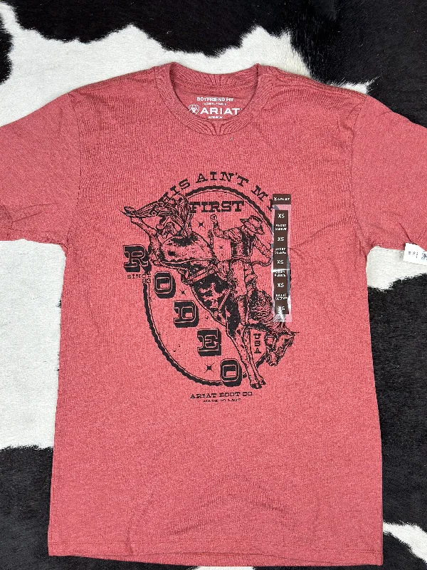 ARIAT WOMEN RODEO FIRST RED CLAY HEATHER SHORT SLEEVE T-SHIRT Jersey Fabric Tulle Fabric Batik Fabric ARIAT WOMEN RODEO FIRST RED CLAY HEATHER SHORT SLEEVE T-SHIRT Jersey Fabric Tulle Fabric Batik Fabric