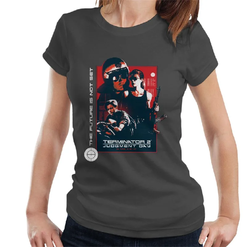 Terminator 2 Judgement Day The Future Is Not Set Women's T-Shirt Welt Pockets Slit Pockets Flap Pockets Terminator 2 Judgement Day The Future Is Not Set Women's T-Shirt Welt Pockets Slit Pockets Flap Pockets