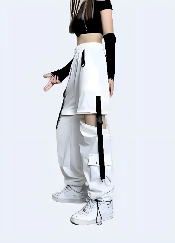 Womens White Cargo Pants Relaxed Linen Pants