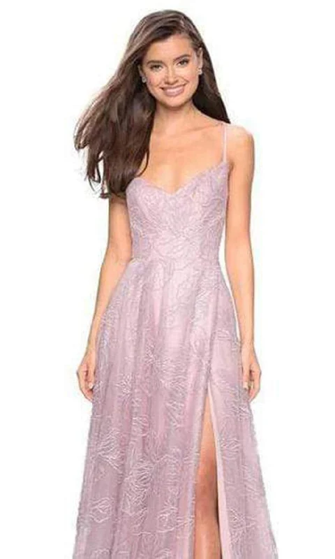 La Femme 27704SC - Floral Soft V-Neck A-Line Dress Tunics Modern contemporary