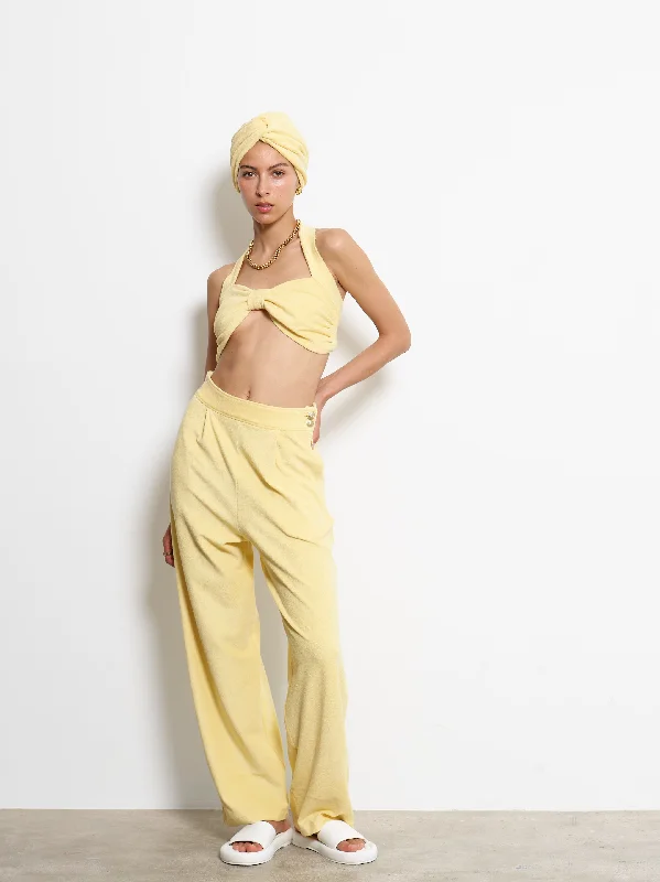 HIGH RISE PLEATED PANT YELLOW Modern Stretch Trousers