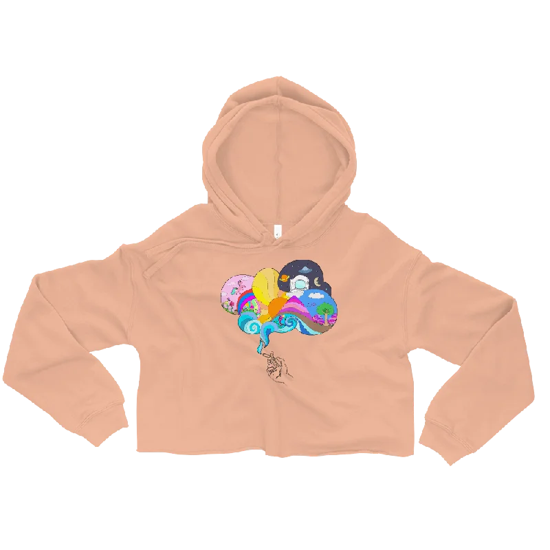 Smoke Land Graphic Crop Hoodie Hoodie with Half-Zip Sporty Casual