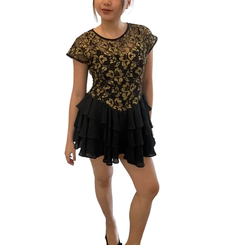 Short & Sassy Black Gold Lace Cocktail Dress Tunics Modern contemporary