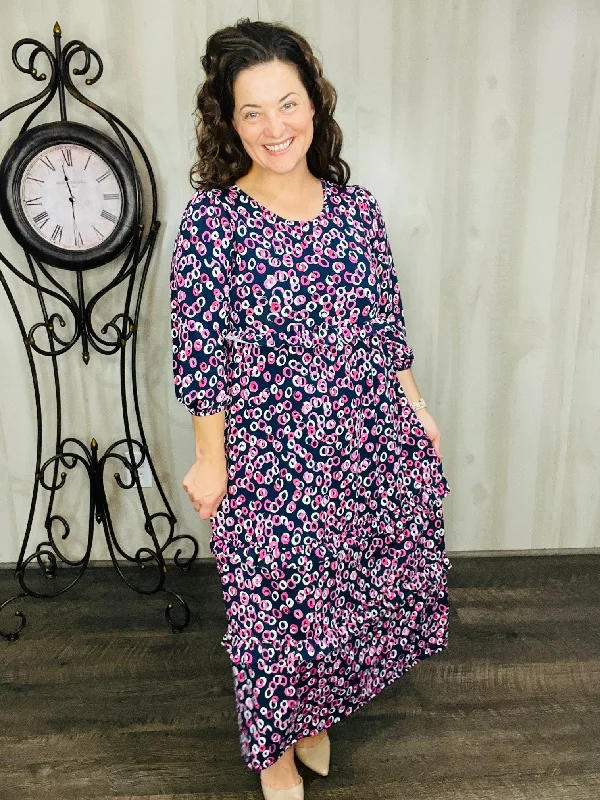 Navy & Pink Ruffle Dress Tunics Cozy soft