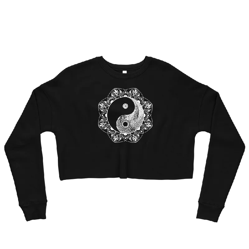 Yinyang Mandala Graphic Crop Sweatshirt Hoodie with Pastel Soft Subtle