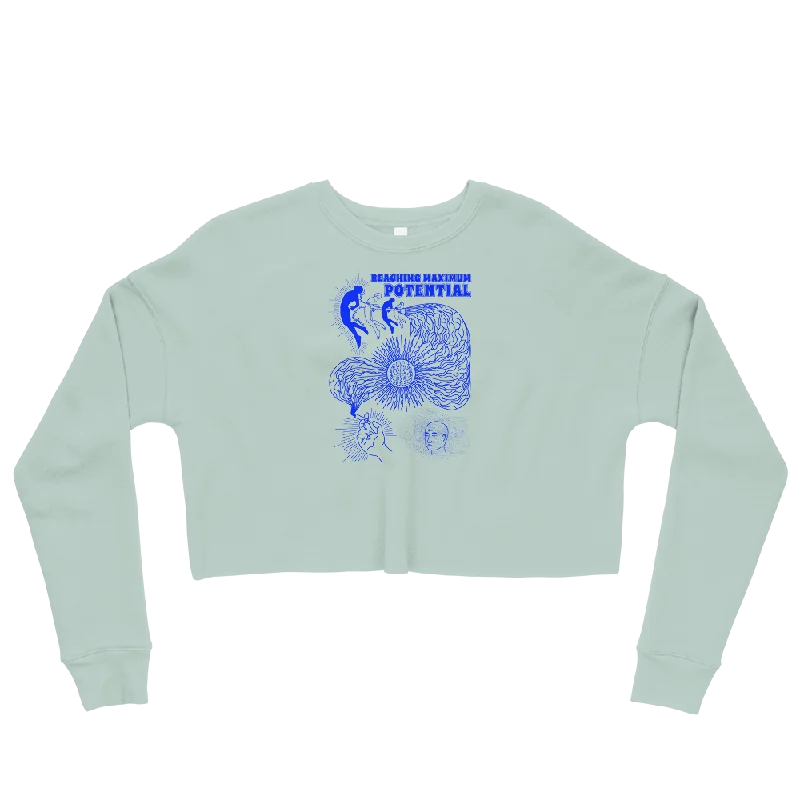 Reaching Maximum Potential Graphic Crop Sweatshirt Hoodie with Longline Fit Extended Stylish
