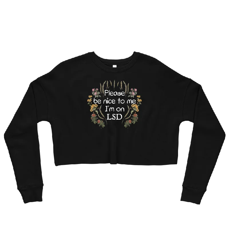Please Be Nice To Me Graphic Crop Sweatshirt Hoodie with Hem Patch Decorative Personalized Please Be Nice To Me Graphic Crop Sweatshirt Hoodie with Hem Patch Decorative Personalized