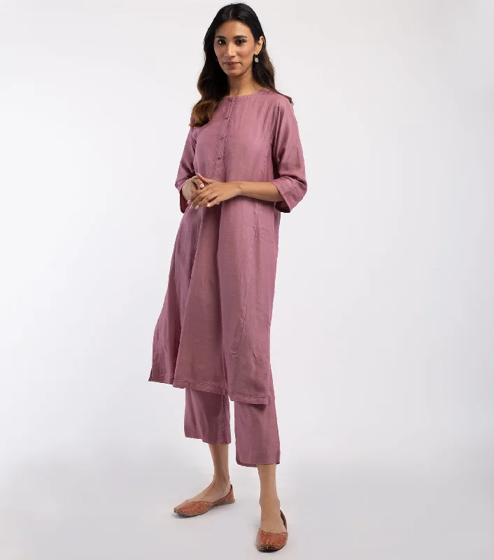 Pink Cotton Silk Kurta & Pants Set Cozy Lounge Pants