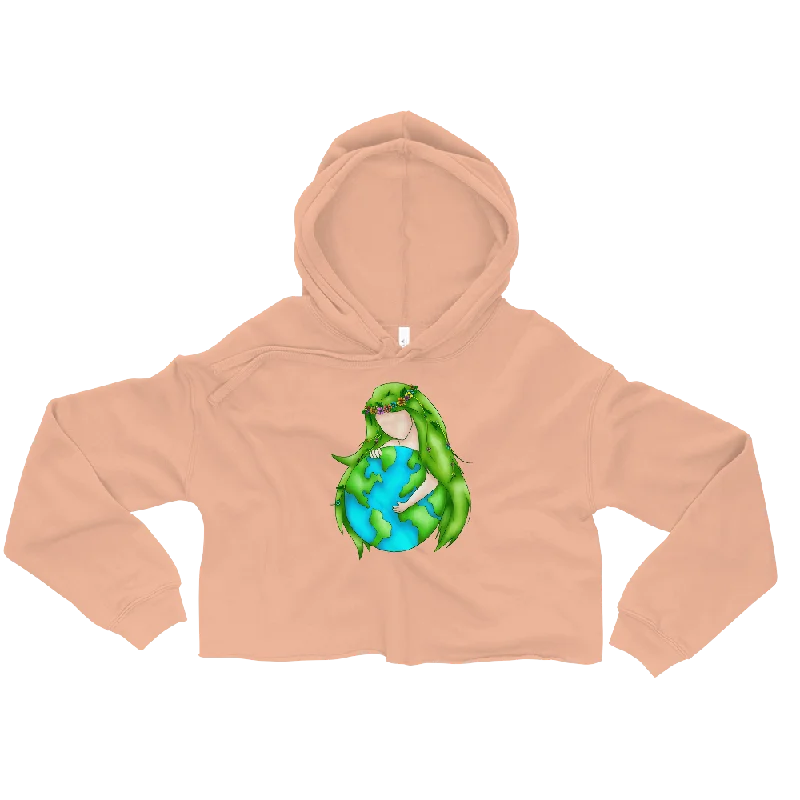 Mother Nature Graphic Crop Hoodie Hoodie with Velcro Closure Adjustable Secure