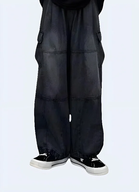 Black Baggy Cargo Pants Women Elegant Silk Pants