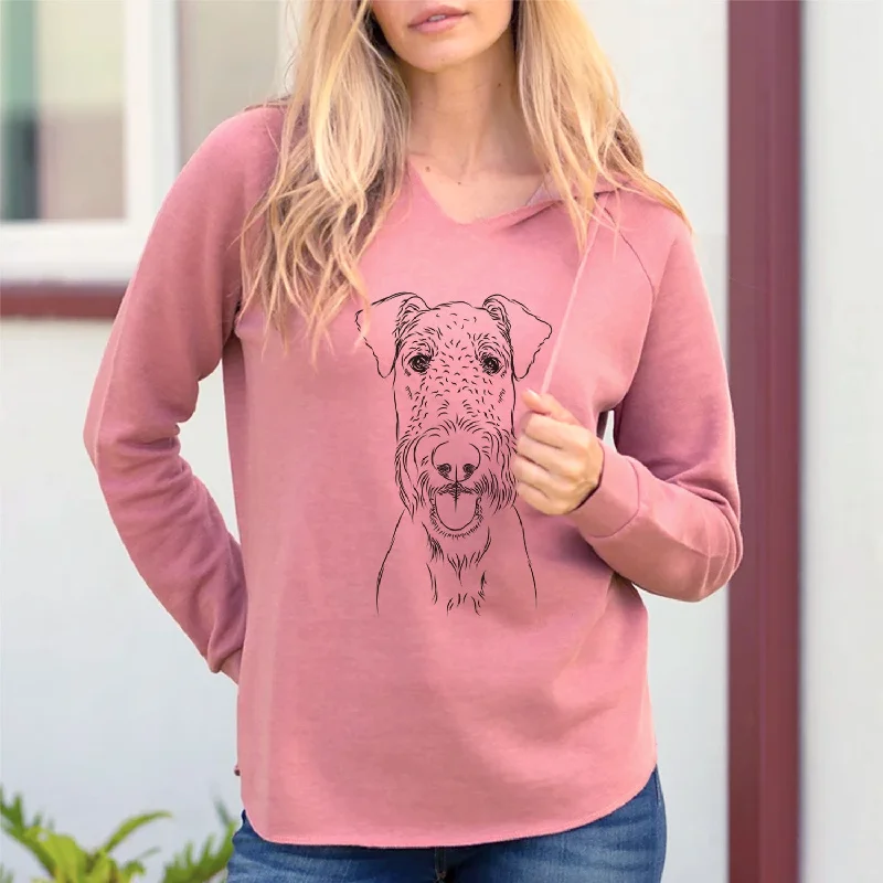 Bare Andy the Airedale Terrier - Cali Wave Hooded Sweatshirt Hoodie with Snap Buttons Easy Quick Bare Andy the Airedale Terrier - Cali Wave Hooded Sweatshirt Hoodie with Snap Buttons Easy Quick
