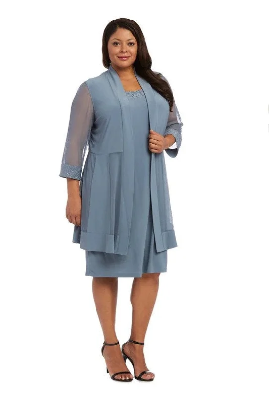 R&M Richards 8271W PlusSize2pc Jacket Dress Zip Front Button Front Snap Front