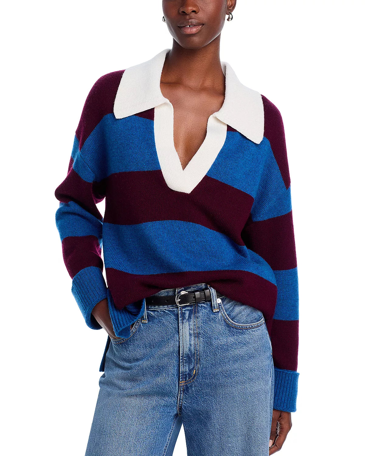 Harris Collared Sweater - Rugby Stripe Slim Fit Regular Fit Oversized