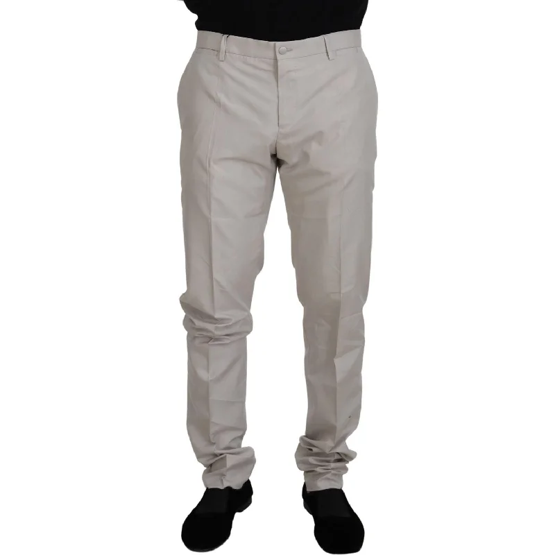 Dolce & Gabbana Elegant Off White Silk Blend Trousers Trousers stylish modern