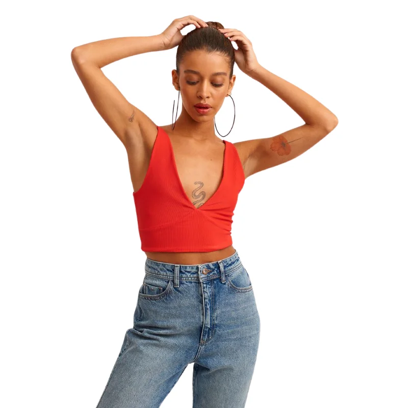 OXXO - Lace Detail Crop Top Print Jacquard Patchwork