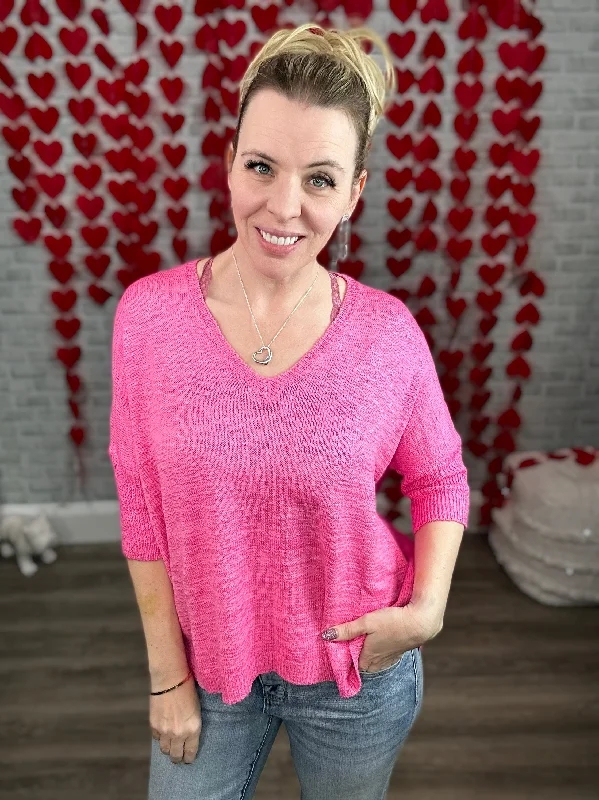 Bubblegum Pink Lightweight Oversized Boxy Sweater - Davi & Dani Spandex Rayon Corduroy Bubblegum Pink Lightweight Oversized Boxy Sweater - Davi & Dani Spandex Rayon Corduroy
