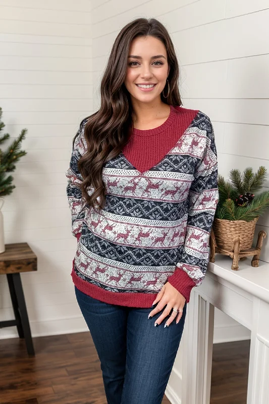 Dancer & Prancer Pullover Wide Sleeve Pullover