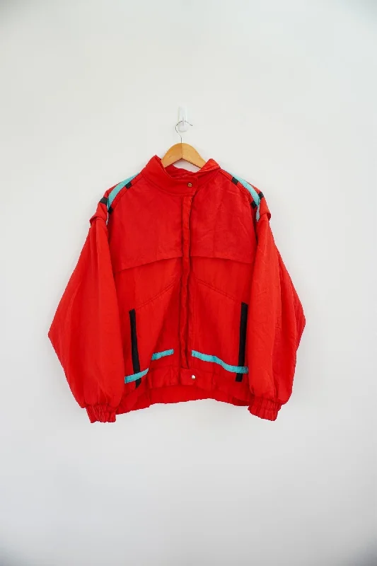 Red Vintage Ski Jacket Tailored Jacket Straight Jacket A-Line Jacket